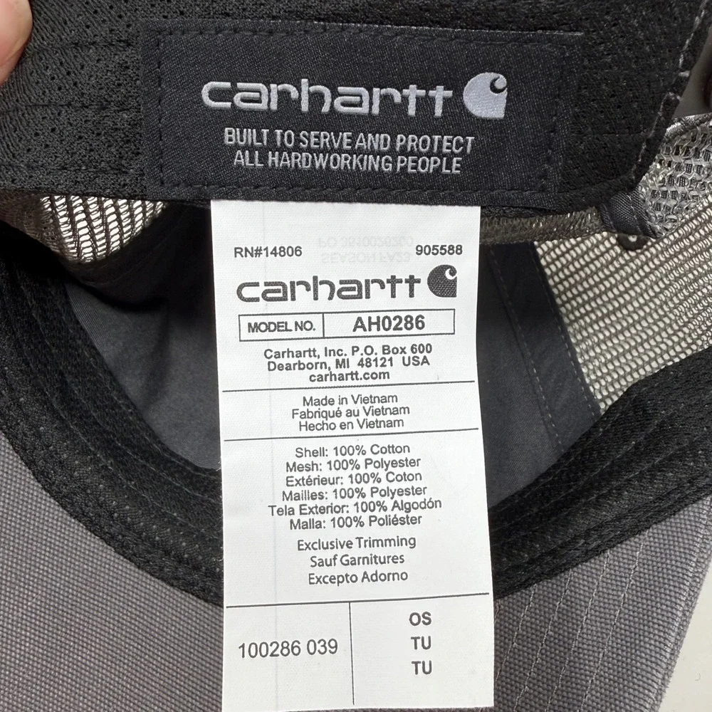 Carhartt Buffalo Mesh-Back Trucker Hat Shadow Grey AH0286‎ Adjustable Snapback